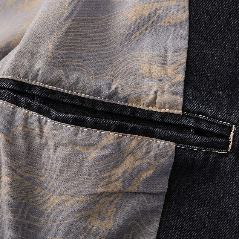 Tailliert Denim Blazer Herren Jeans Sakko Elegant