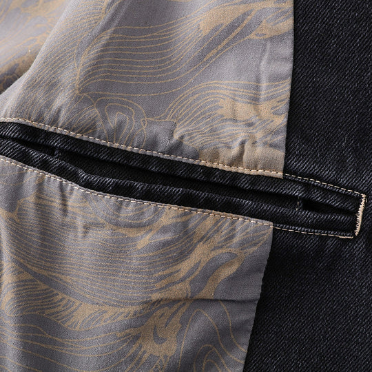 Tailliert Denim Blazer Herren Jeans Sakko Elegant