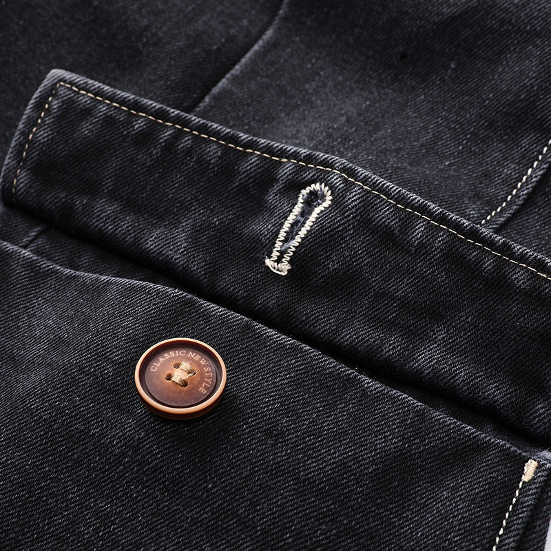 Tailliert Denim Blazer Herren Jeans Sakko Elegant