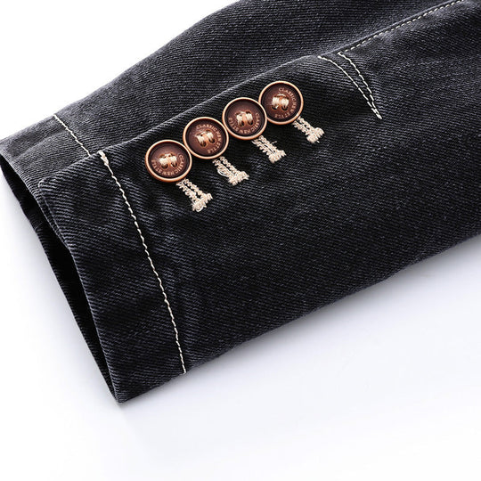 Tailliert Denim Blazer Herren Jeans Sakko Elegant