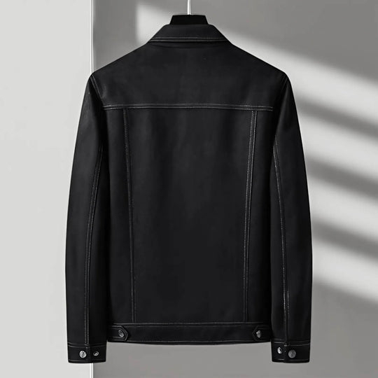 Wildleder Retro Jacke Herren Vintage Tailliert Elegant
