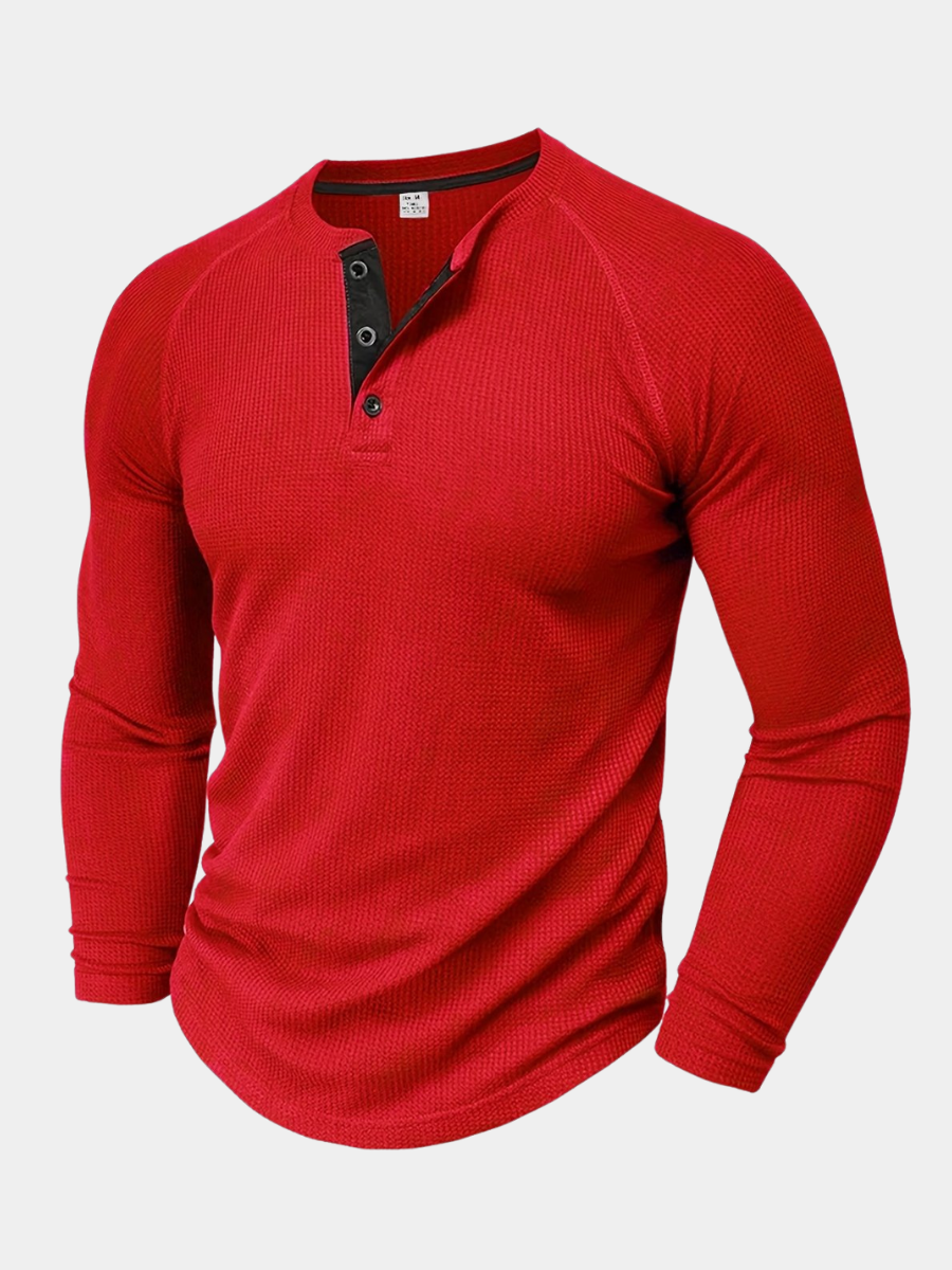 Strukturiertes Henley T-Shirt Herren Kurzarm Basic