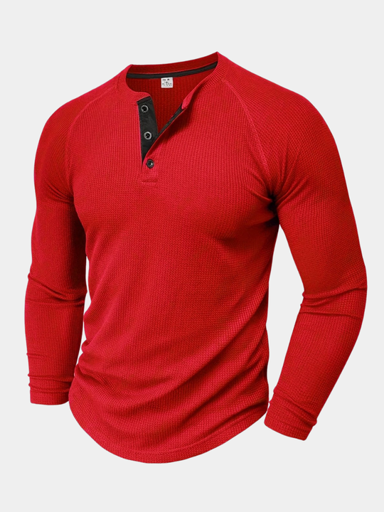 Strukturiertes Henley T-Shirt Herren Kurzarm Basic