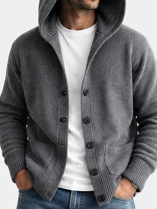 Strick Kapuzen Cardigan Herren Strickjacke Kapuze Warm