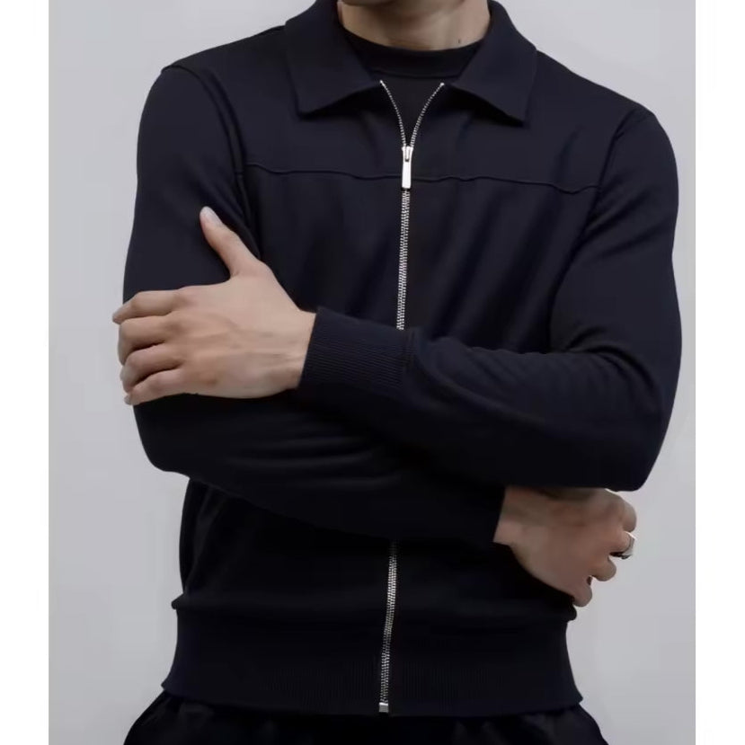 Zip-Up Strickjacke Herren Cardigan Baumwolle Casual