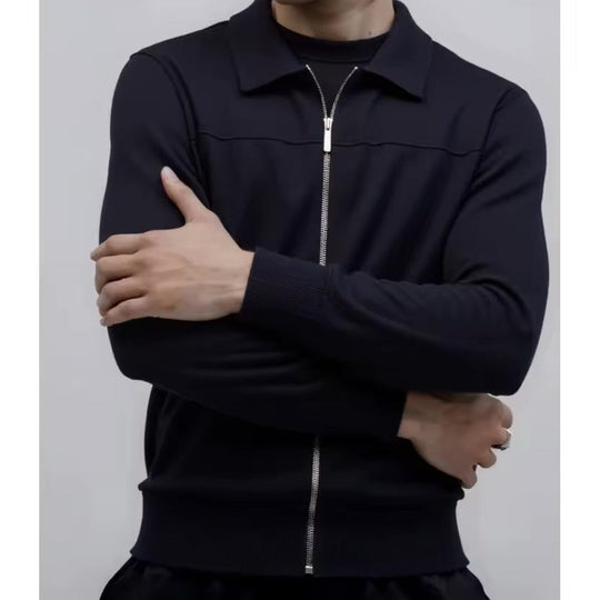 Zip-Up Strickjacke Herren Cardigan Baumwolle Casual