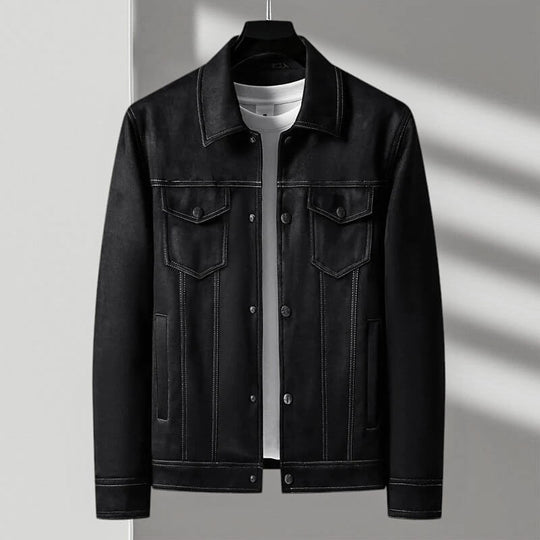 Wildleder Retro Jacke Herren Vintage Tailliert Elegant