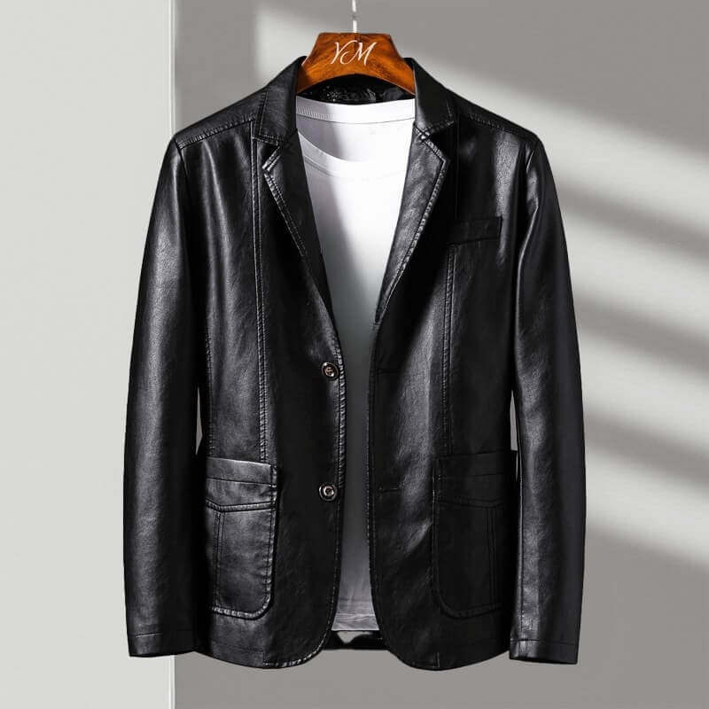 Kunstleder Jacke Herren Tailliert Elegant Biker Casual