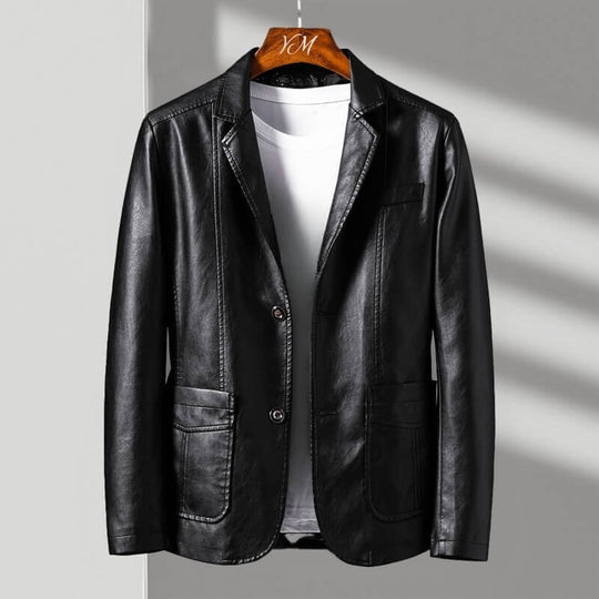 Kunstleder Jacke Herren Tailliert Elegant Biker Casual
