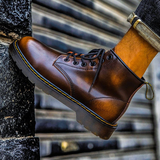 Echtleder Stiefel Herren Vintage Boots Schnürung Leder