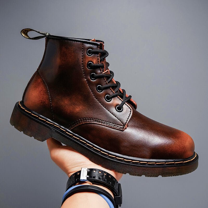 Echtleder Stiefel Herren Vintage Boots Schnürung Leder