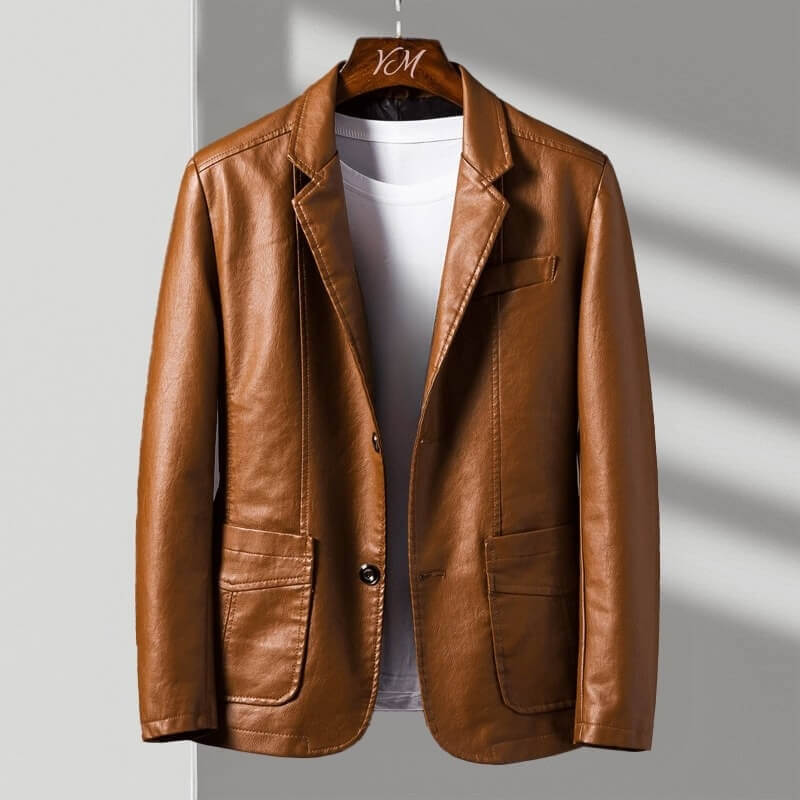 Kunstleder Jacke Herren Tailliert Elegant Biker Casual