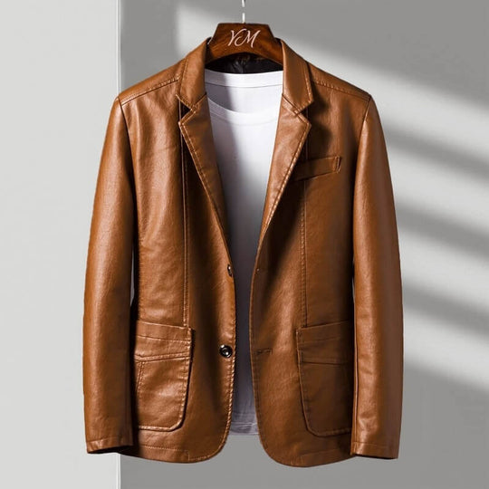 Kunstleder Jacke Herren Tailliert Elegant Biker Casual