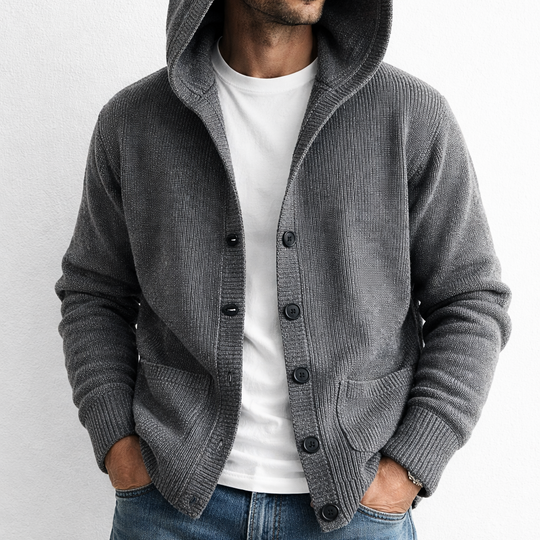 Strick Kapuzen Cardigan Herren Strickjacke Kapuze Warm