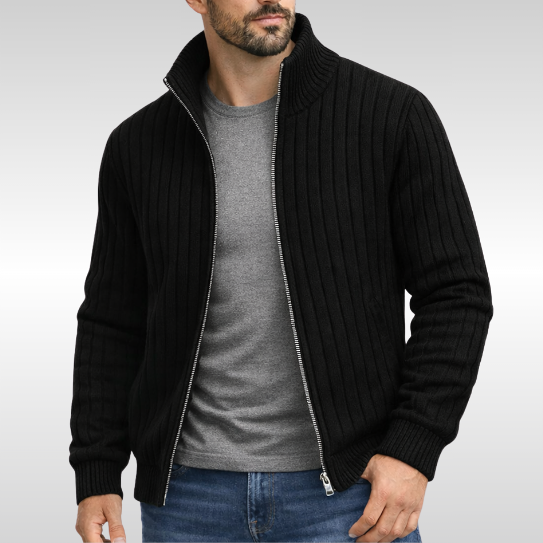 Eleganter Zip Cardigan Herren Klassisch Strickjacke