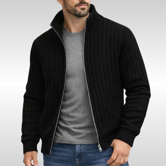 Eleganter Zip Cardigan Herren Klassisch Strickjacke