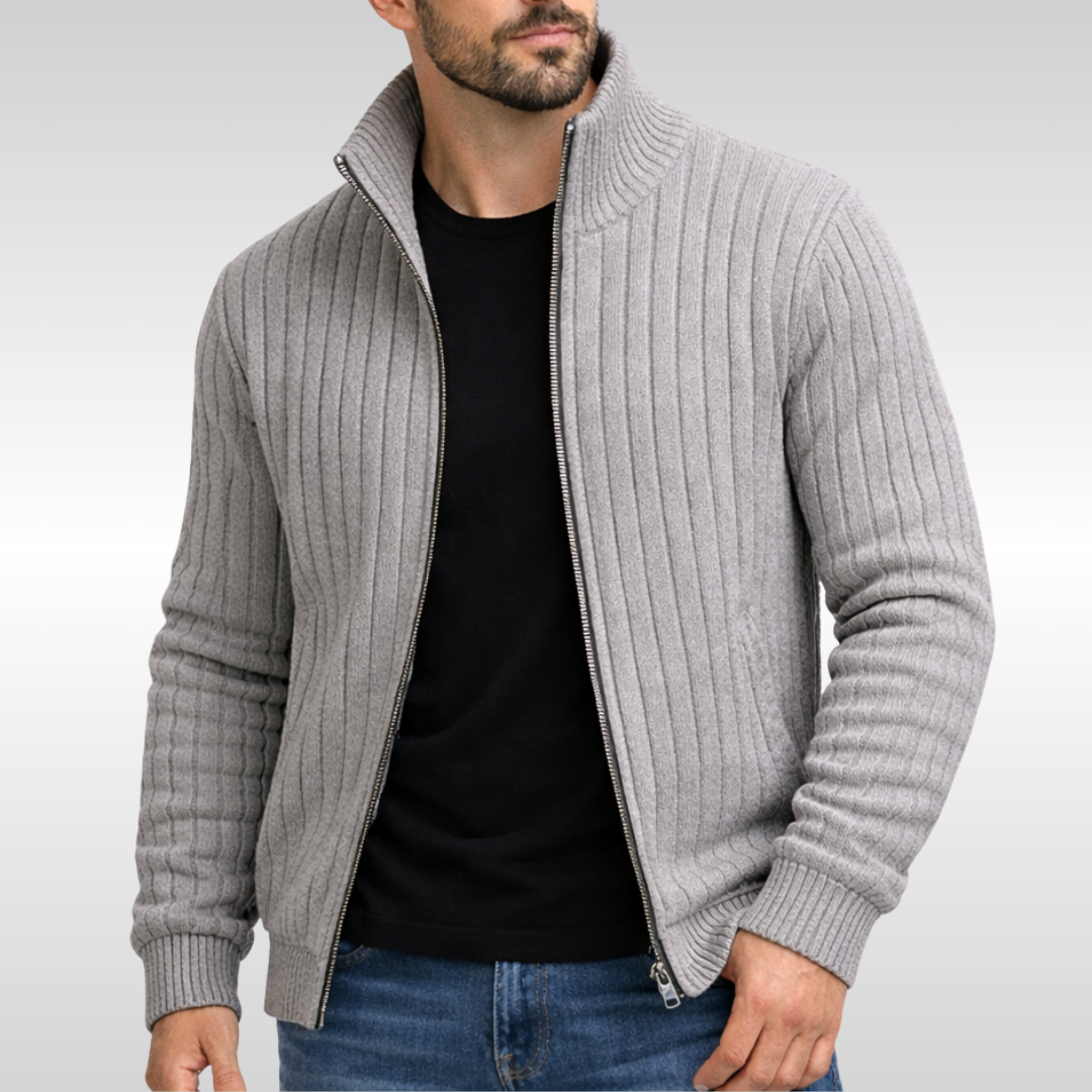 Eleganter Zip Cardigan Herren Klassisch Strickjacke