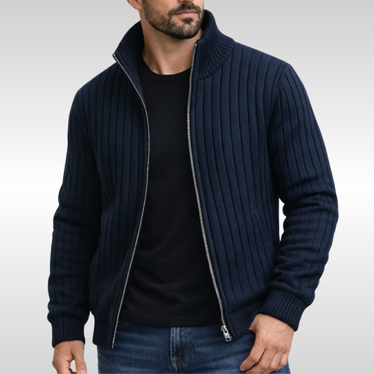 Eleganter Zip Cardigan Herren Klassisch Strickjacke