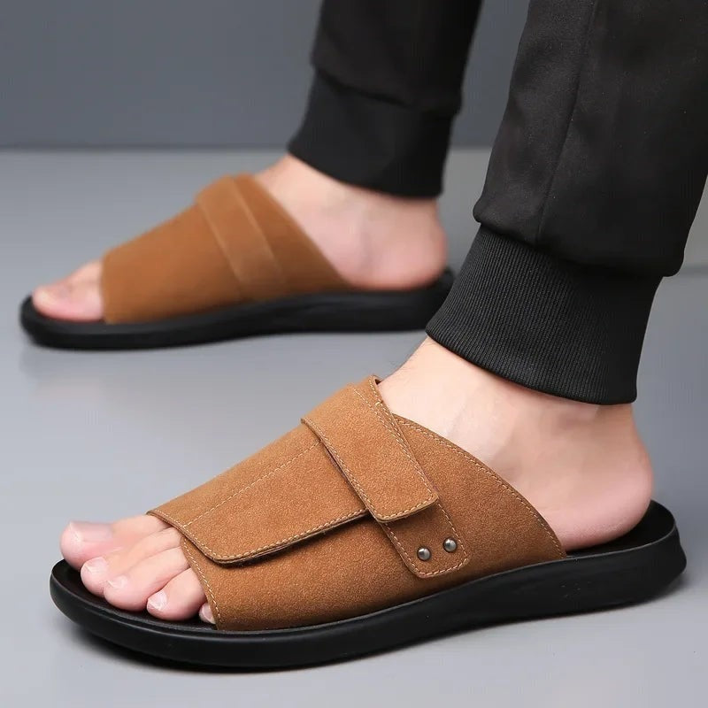 Wildleder Slides Sandalen Herren Strand Sommer Komfort