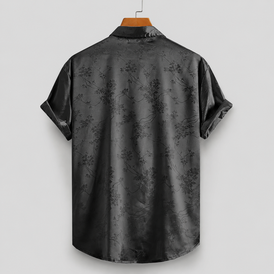Florales Satin Hemd Herren Kurzarm Sommer Resort Casual