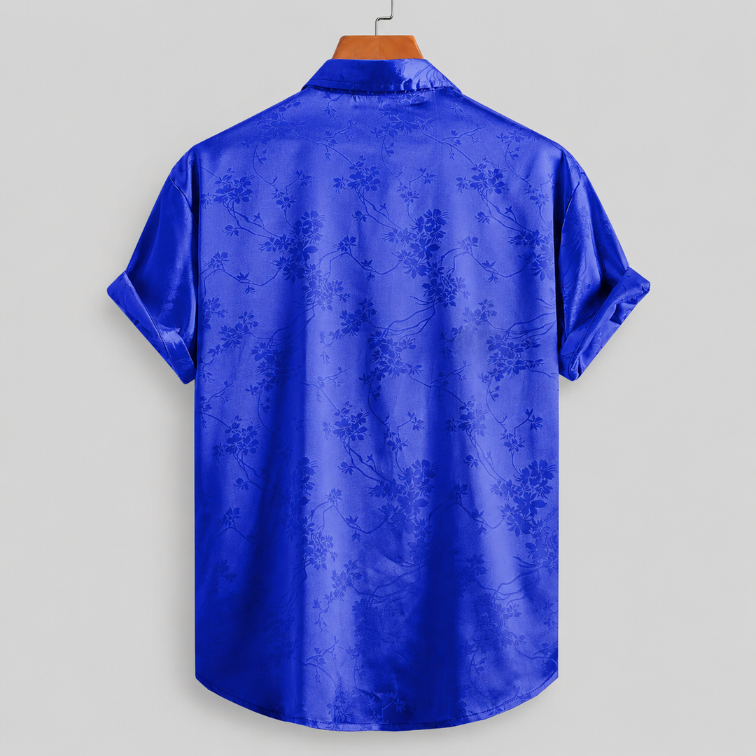 Florales Satin Hemd Herren Kurzarm Sommer Resort Casual
