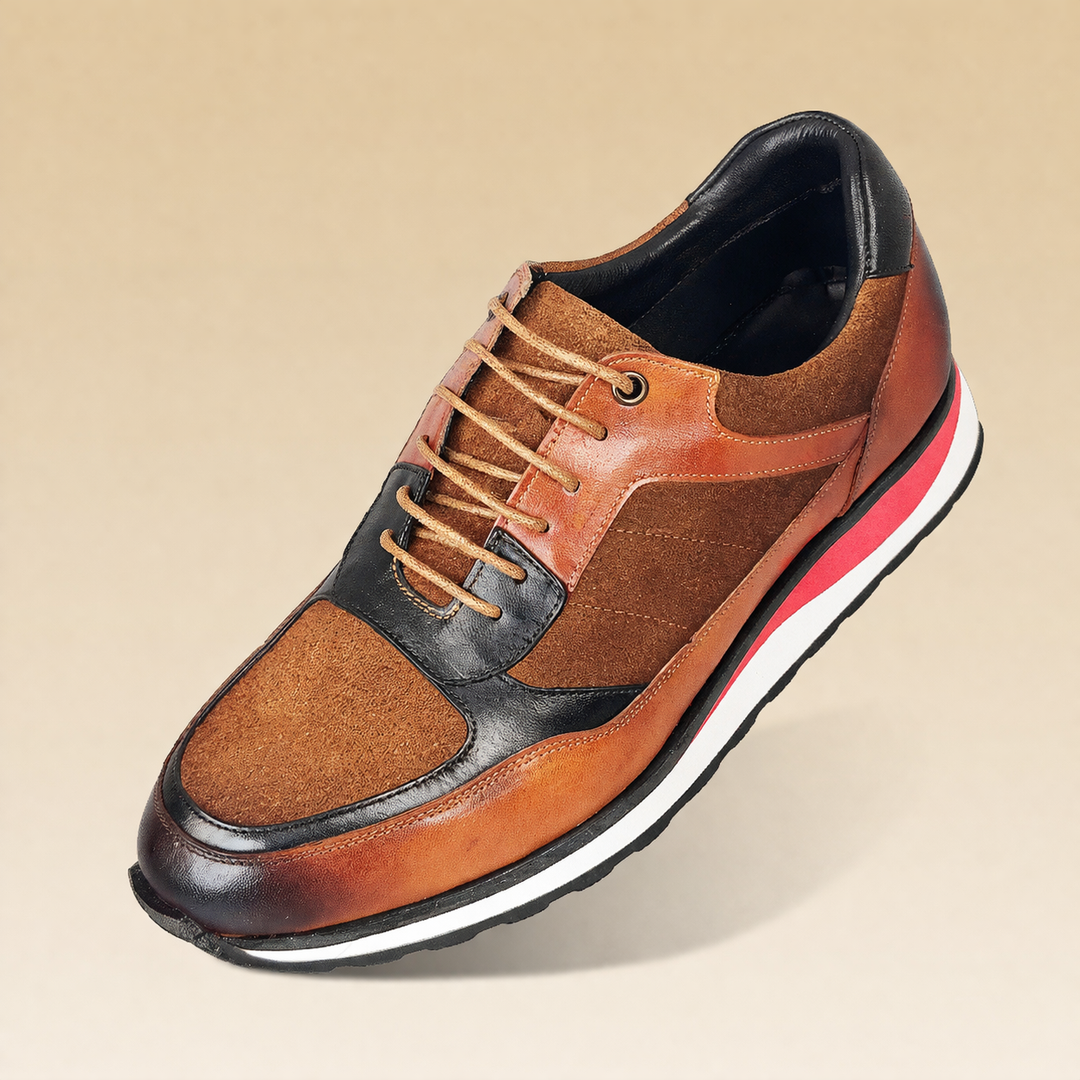 Retro Rindsleder Sneaker Herren Gepolstert Alltag