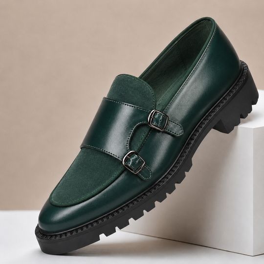 Leder Monkstrap Herren Wildleder Doppelschnalle Business