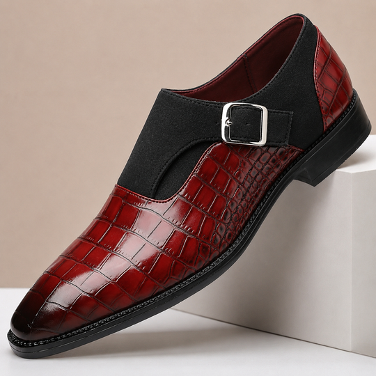Monkstrap Schuhe Herren Leder Kroko-Prägung Business