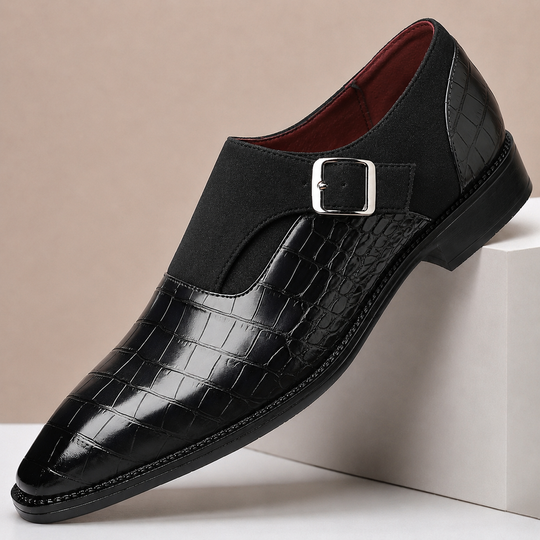 Monkstrap Schuhe Herren Leder Kroko-Prägung Business