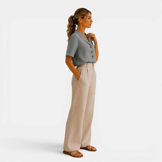 Bluse Damen Kurzarm Locker Knopfleiste Sommer