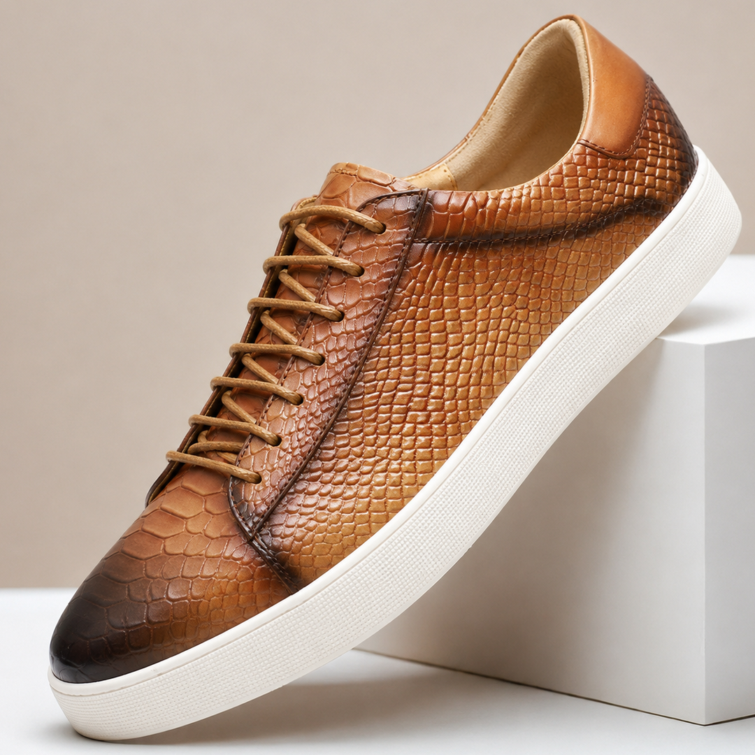 Texturierte Leder Sneaker Herren Business Freizeit