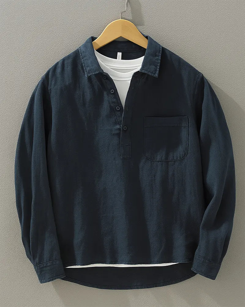 Stehkragen Hemd Herren Mandarin Kragen Casual Leinen