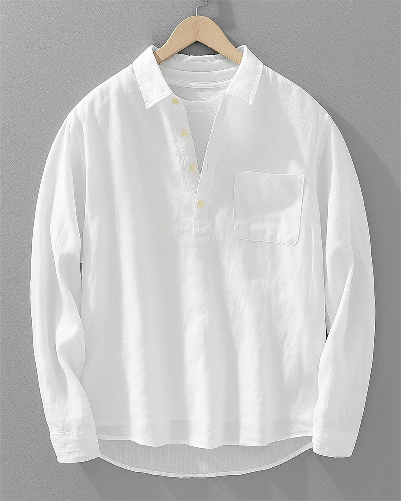 Stehkragen Hemd Herren Mandarin Kragen Casual Leinen