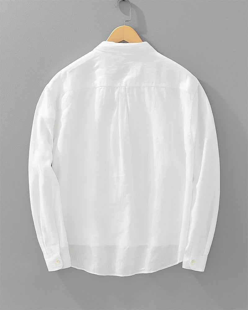 Stehkragen Hemd Herren Mandarin Kragen Casual Leinen