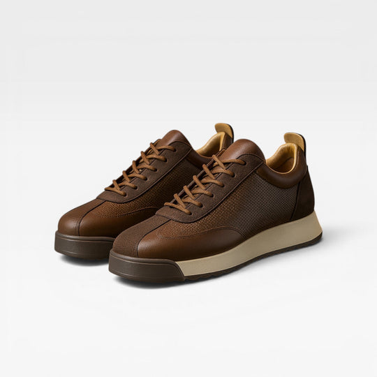 Klassische Rindsleder Sneaker Herren Schnürung Bequem