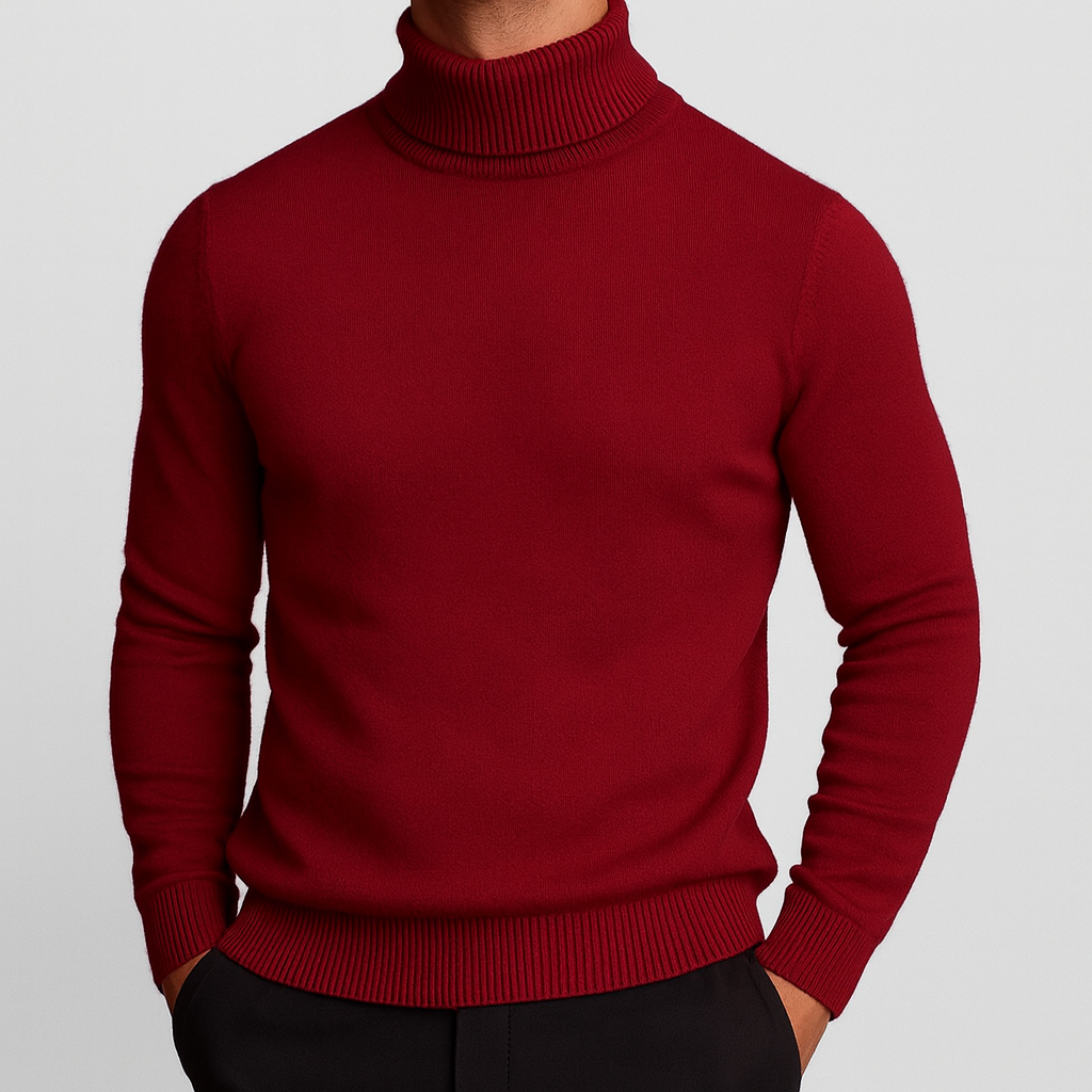 Klassischer Rollkragen Pullover Herren Strick Warm