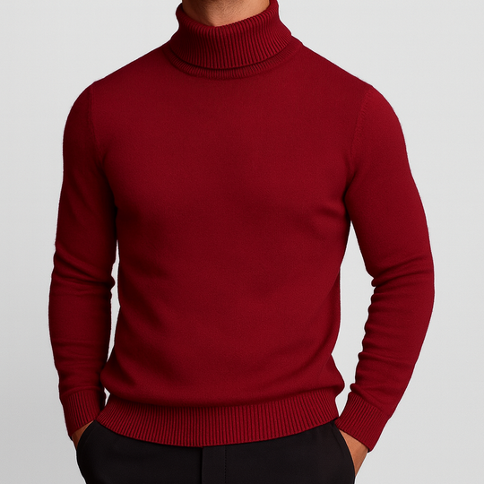 Klassischer Rollkragen Pullover Herren Strick Warm