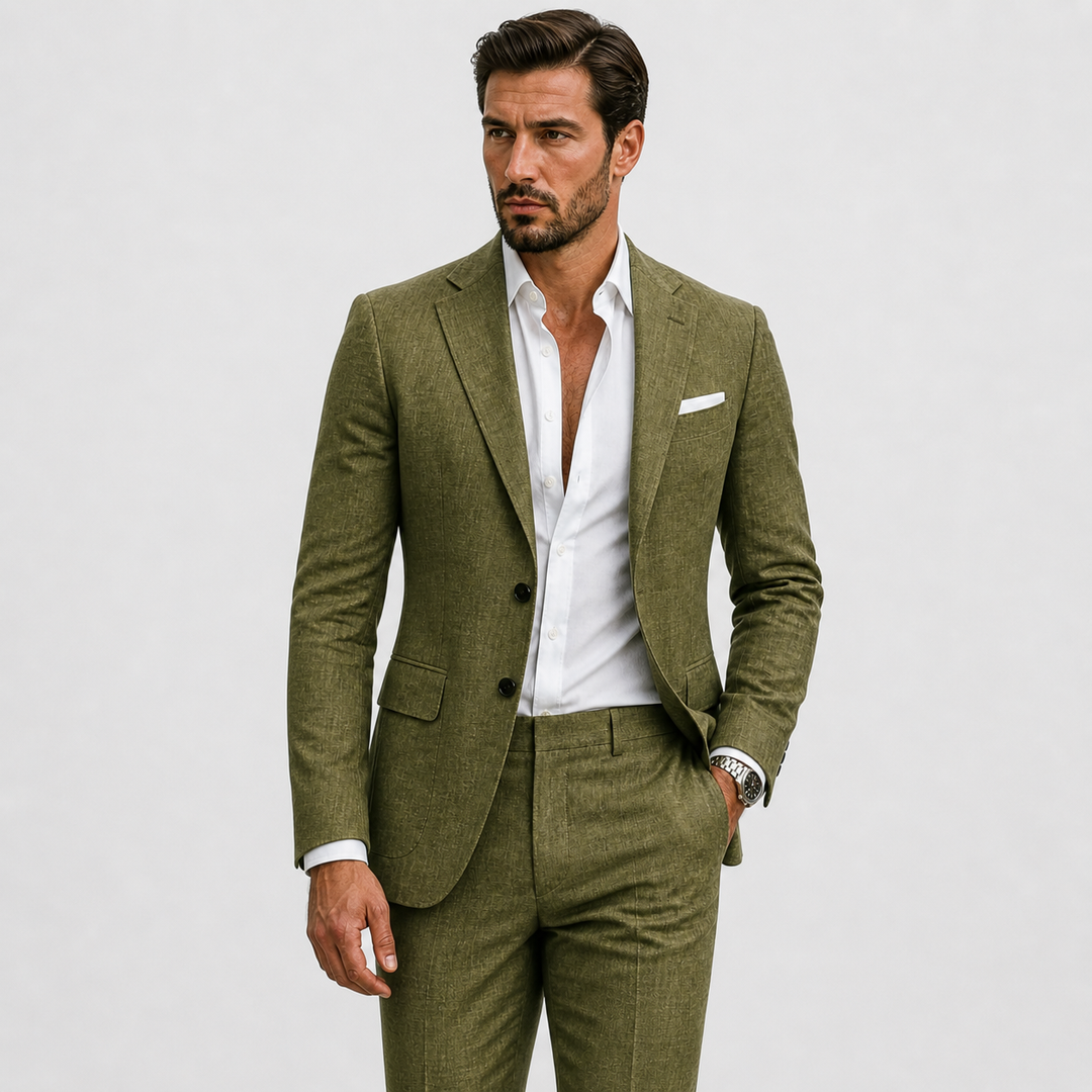 Leichter Sommeranzug Herren Zweiteiler Schmal Tailliert