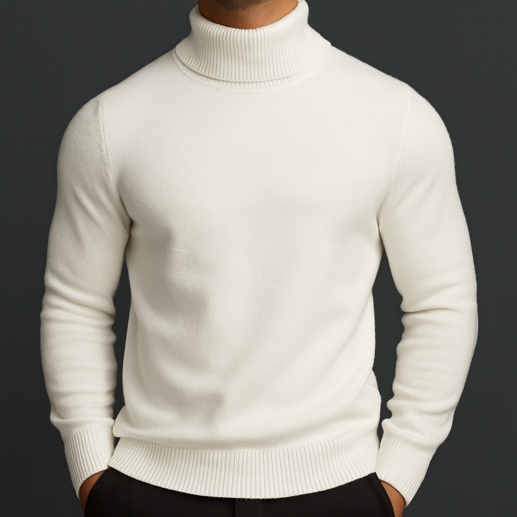 Klassischer Rollkragen Pullover Herren Strick Warm
