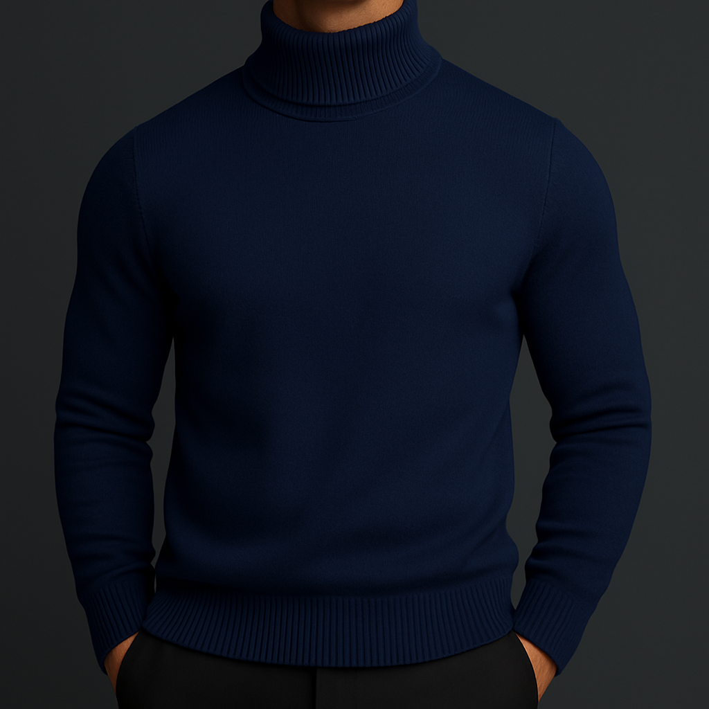 Klassischer Rollkragen Pullover Herren Strick Warm