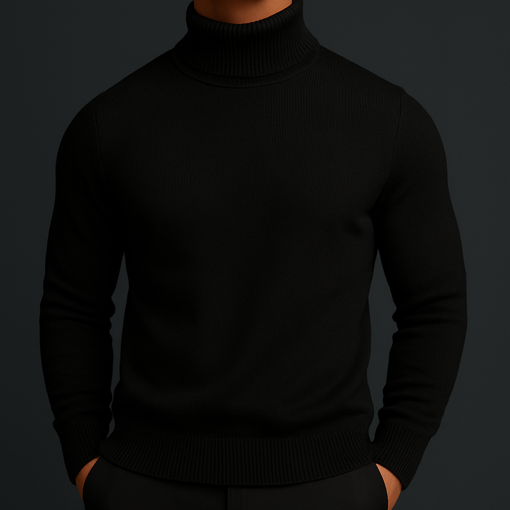 Klassischer Rollkragen Pullover Herren Strick Warm