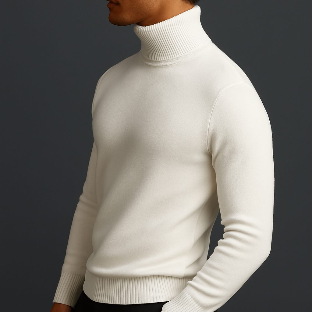 Klassischer Rollkragen Pullover Herren Strick Warm