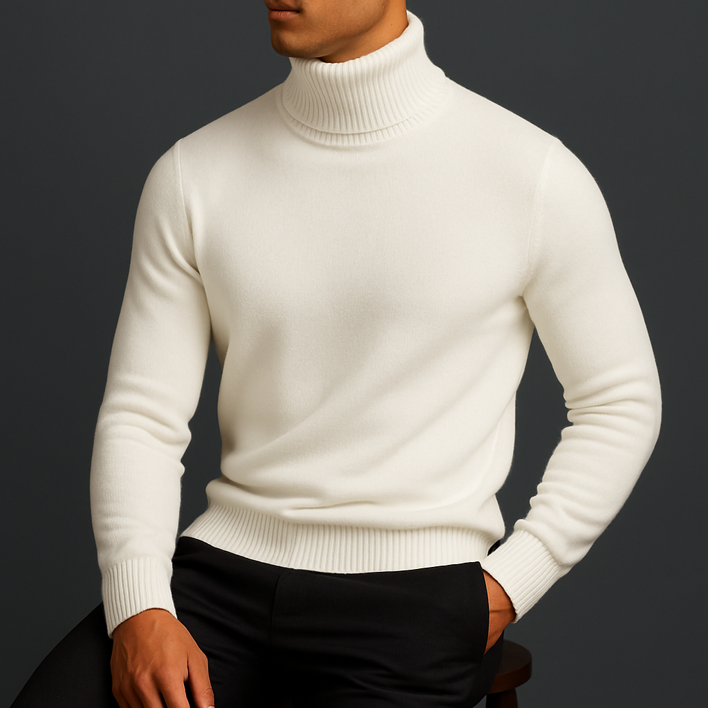Klassischer Rollkragen Pullover Herren Strick Warm