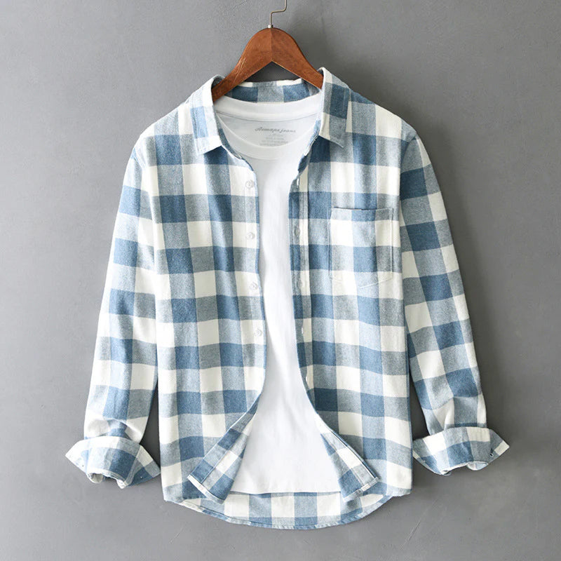 Klassisches Kariertes Baumwollhemd Herren Vintage Check