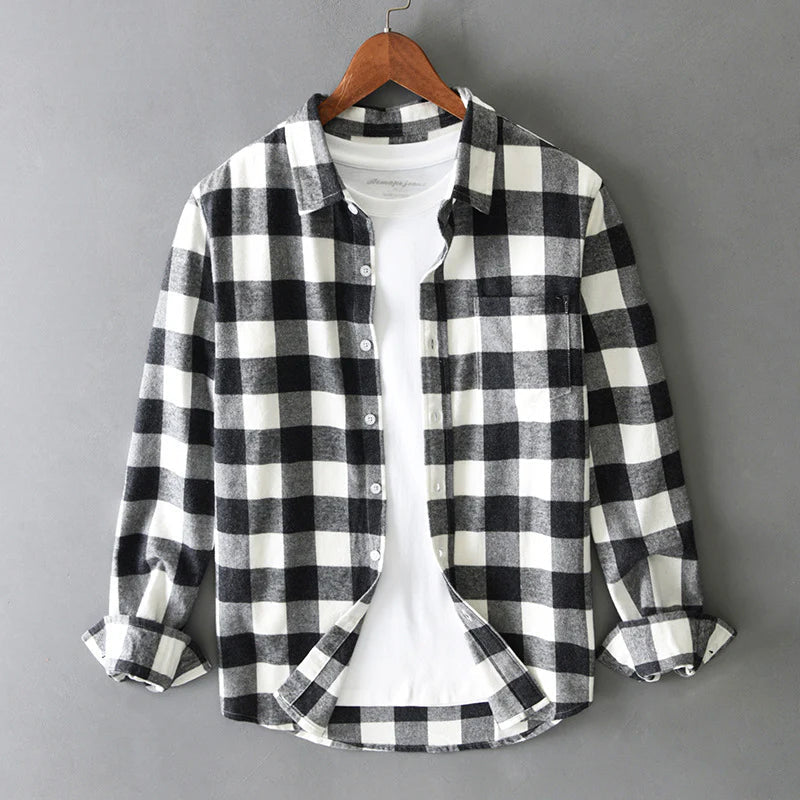 Klassisches Kariertes Baumwollhemd Herren Vintage Check