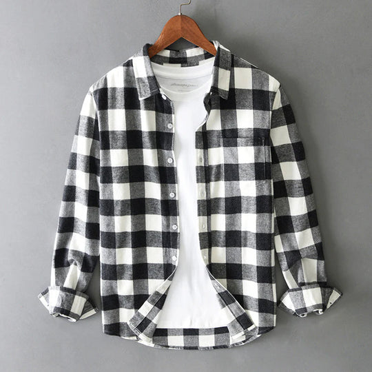 Klassisches Kariertes Baumwollhemd Herren Vintage Check