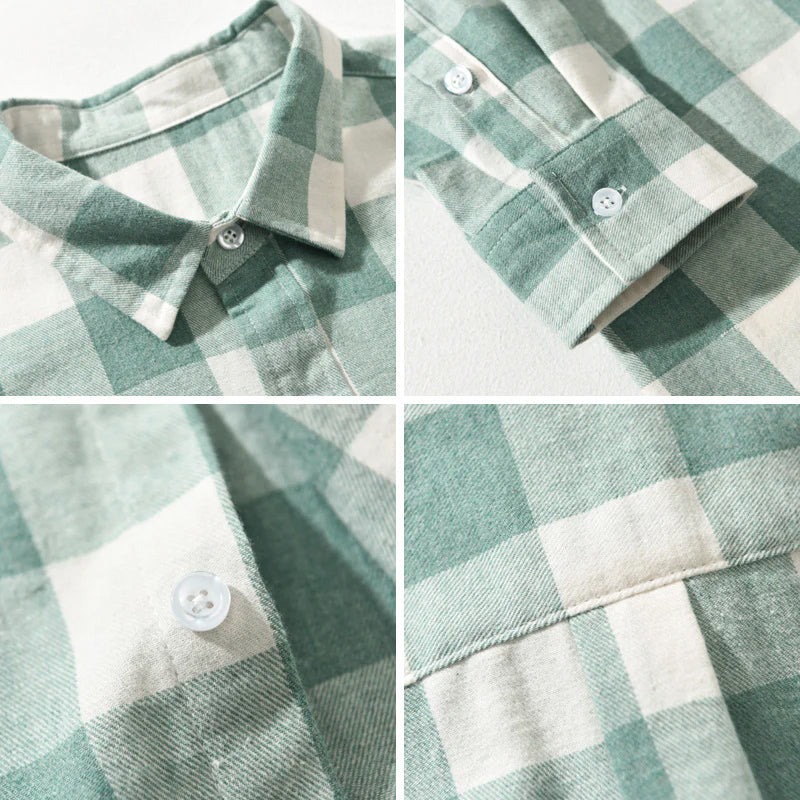 Klassisches Kariertes Baumwollhemd Herren Vintage Check