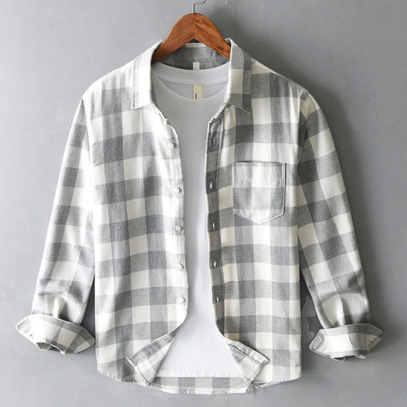 Klassisches Kariertes Baumwollhemd Herren Vintage Check