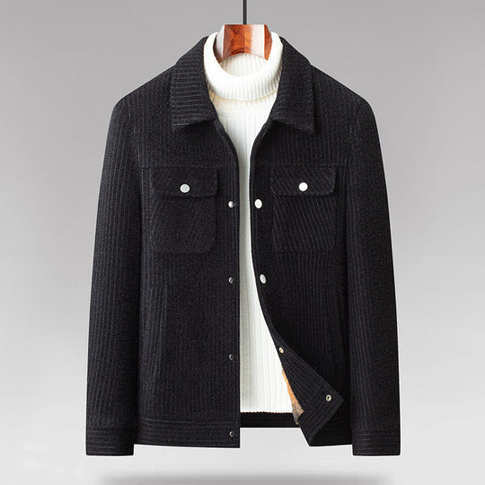 Wolljacke Herren Fleecefutter Umlegekragen Zwei Taschen
