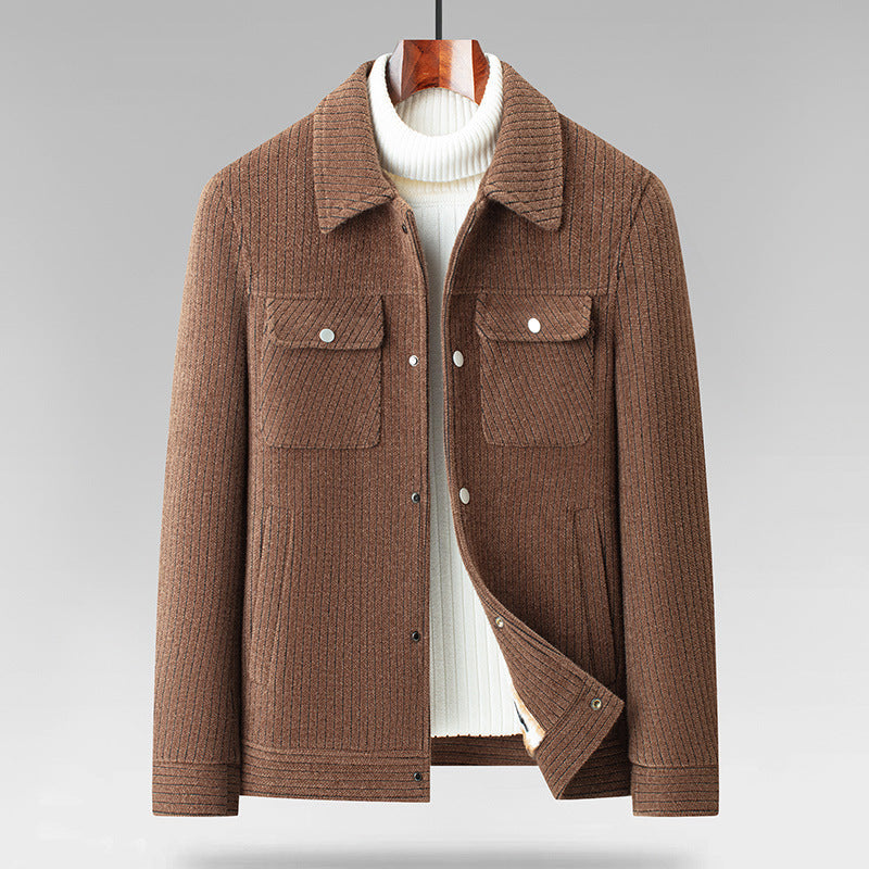 Wolljacke Herren Fleecefutter Umlegekragen Zwei Taschen